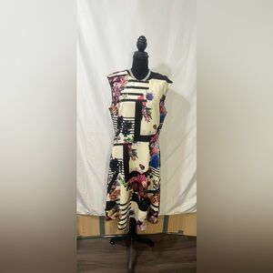 New York & Company Black and Cream Floral Midi Dress